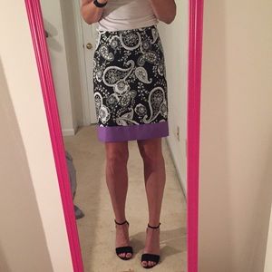 B&W paisley skirt with lavender hem